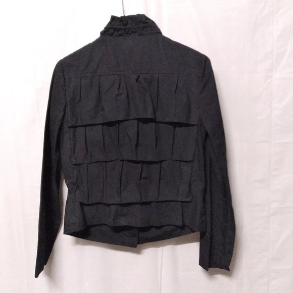 Chaus Sport Tiered Ruffle Jacket Black Zip Front Size Small - Picture 6 of 7